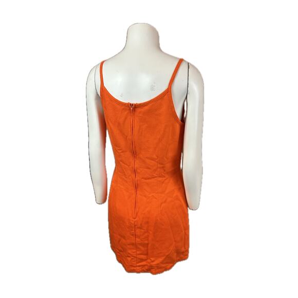Vintage 1990s Bright Orange Cotton Sleeveless Short Dress / Medium - Picture 3 of 4